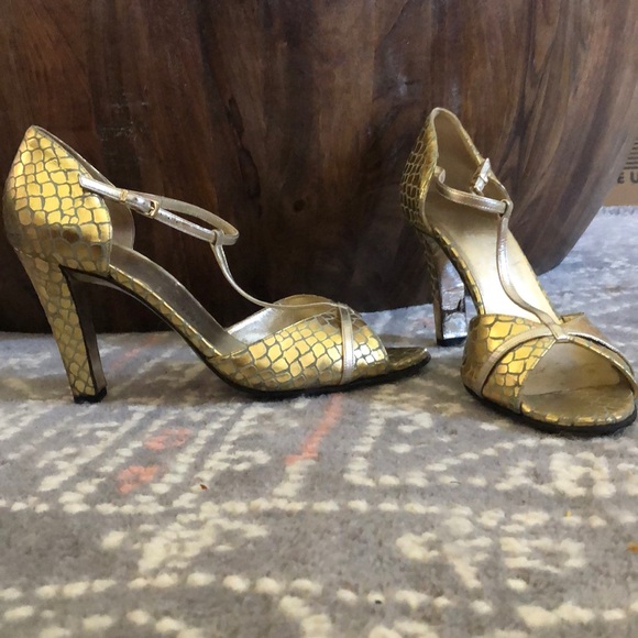 Salvatore Ferragamo Shoes - Salvatore Ferragamo Gold Ankle Strap Heels